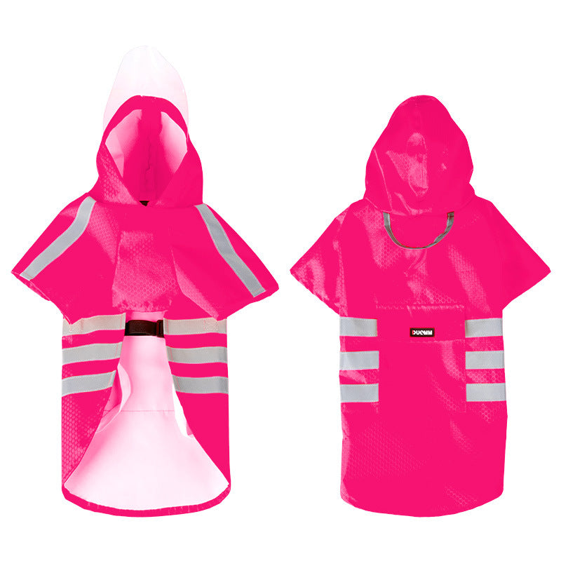 Hunde-Regenmantel mit Kapuze, Poncho-Stil, reflektierend