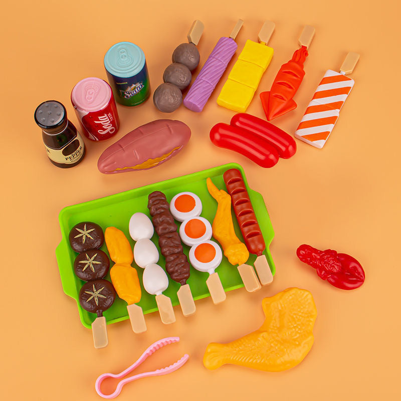 Children's Home Barbecue Simulation Food Seafood Fruit Vegetable Kitchen Hot Pot Toy Boys And Girls Cooking Set
