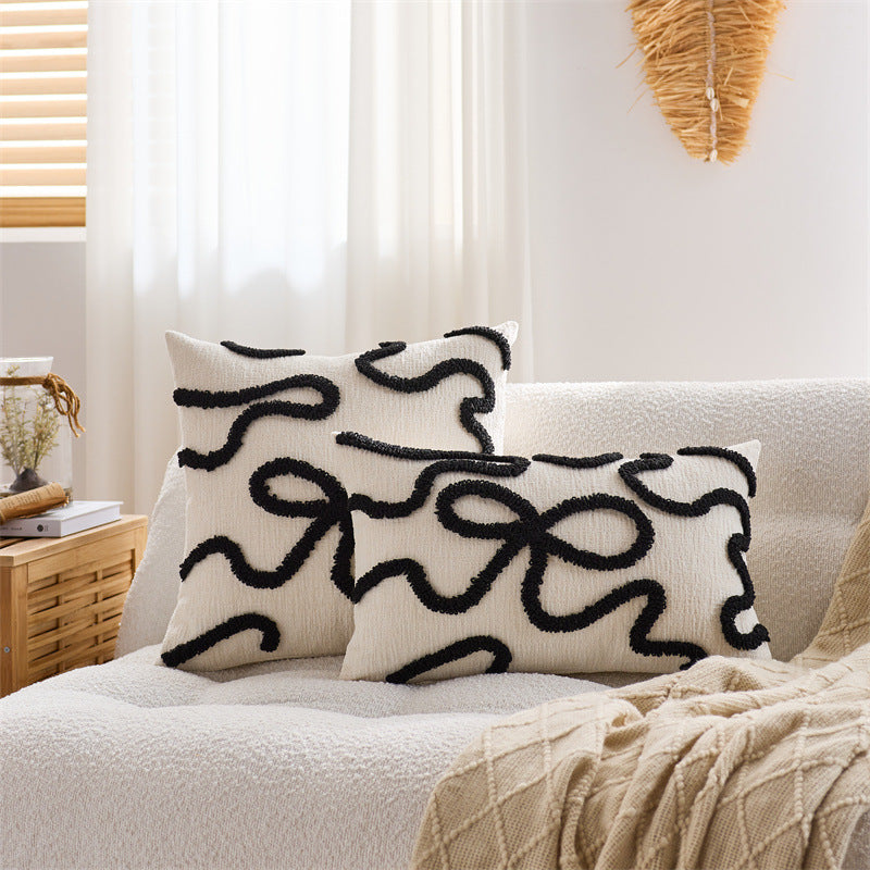 Bestickter Kissenbezug mit Schleifen-Design