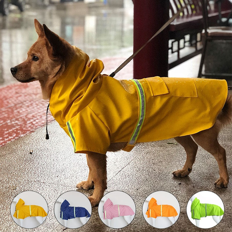 Hunde-Regenmantel mit Kapuze, Poncho-Stil, reflektierend
