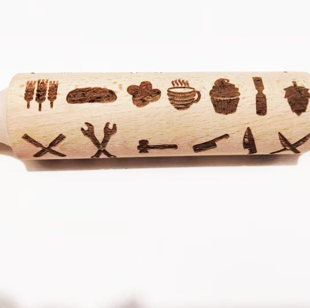 Nudelholz Buchenholz, graviertes Muster