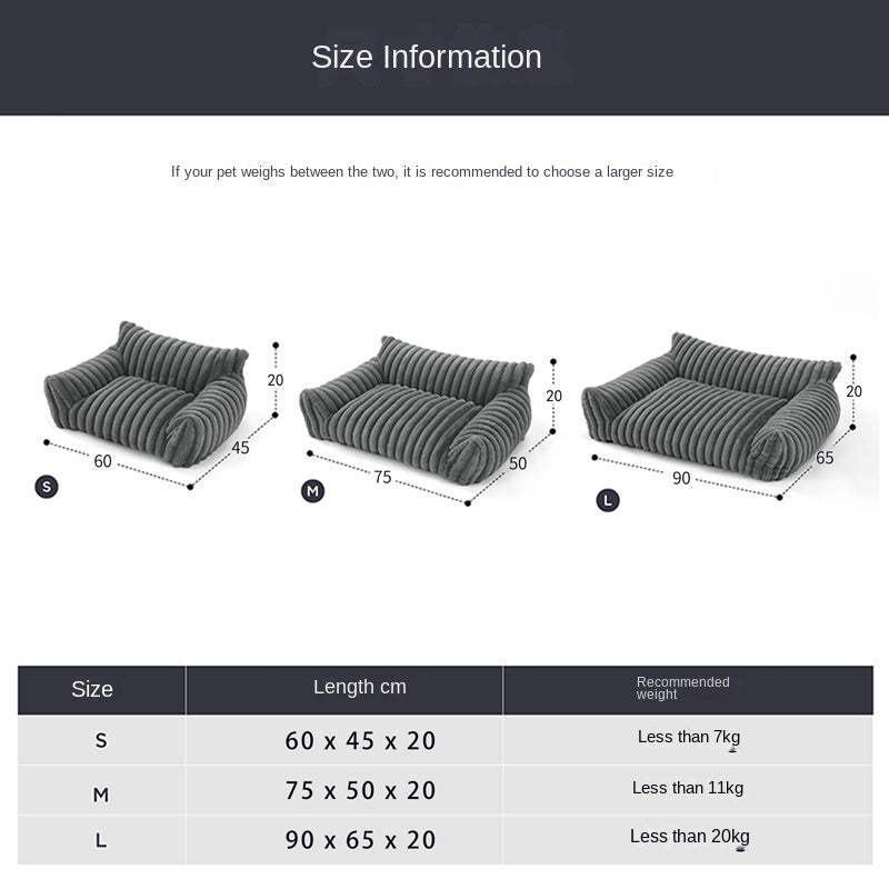 Hundebett-Sofa mit abnehmbarem Bezug, waschbar