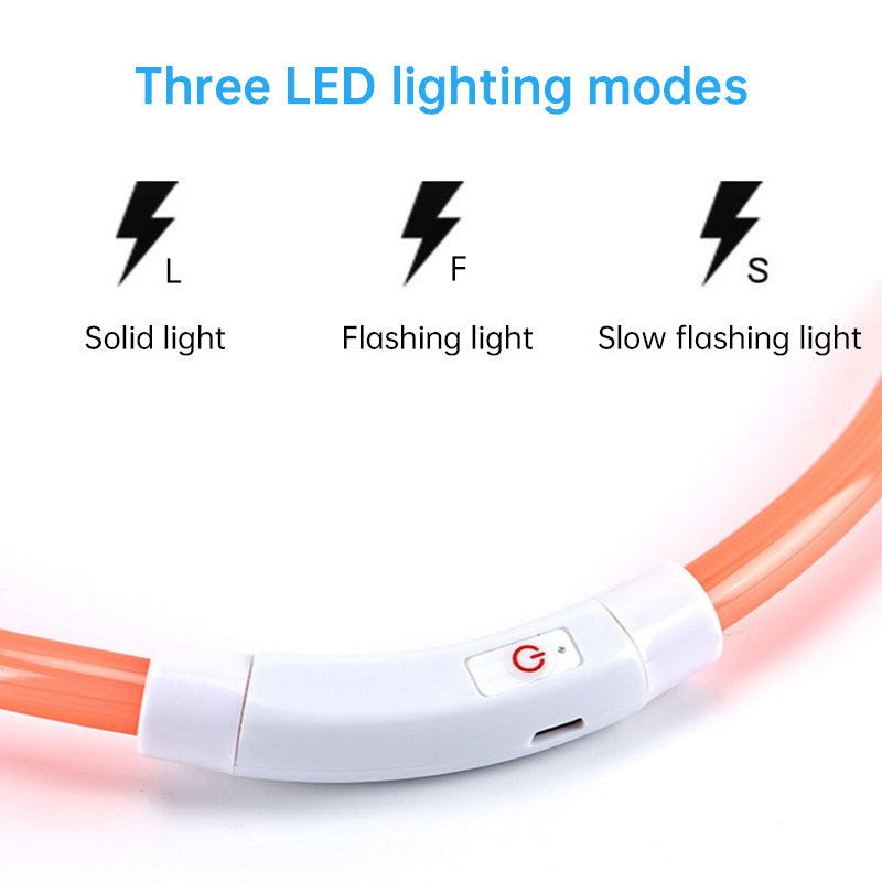 LED-Hundehalsband, 3 Leuchtmodi, USB-aufladbar