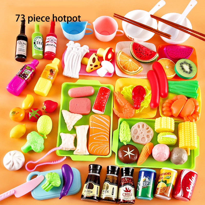 Children's Home Barbecue Simulation Food Seafood Fruit Vegetable Kitchen Hot Pot Toy Boys And Girls Cooking Set