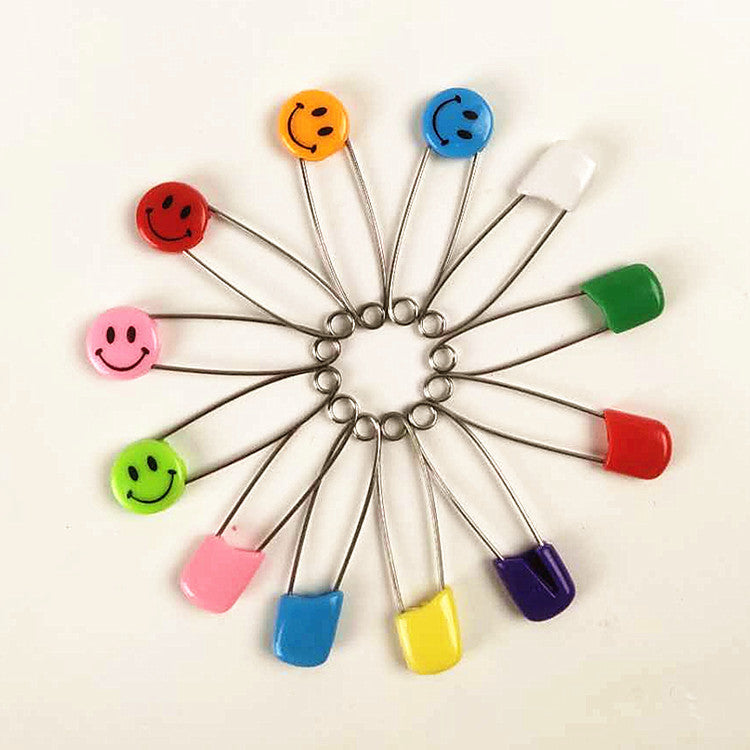 Baby Child Safety Pins Smiley Pins Plastic Safety Pins Medium Size About 40 Large Size About 55 mm