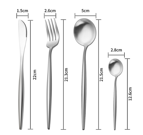 Thickened 304 stainless steel tableware Instagram style Portuguese knife and fork hotel high-end Western food knife, fork, spoon 4-piece set