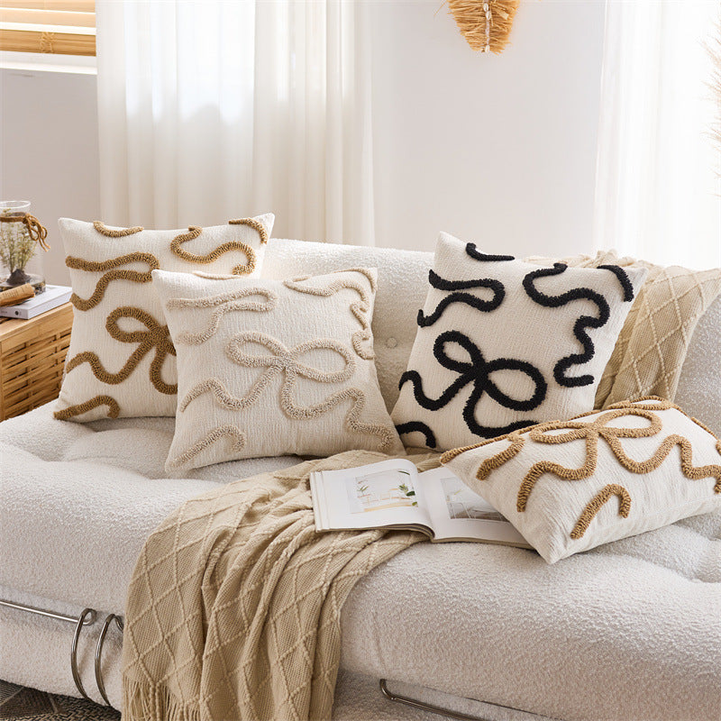 Bestickter Kissenbezug mit Schleifen-Design