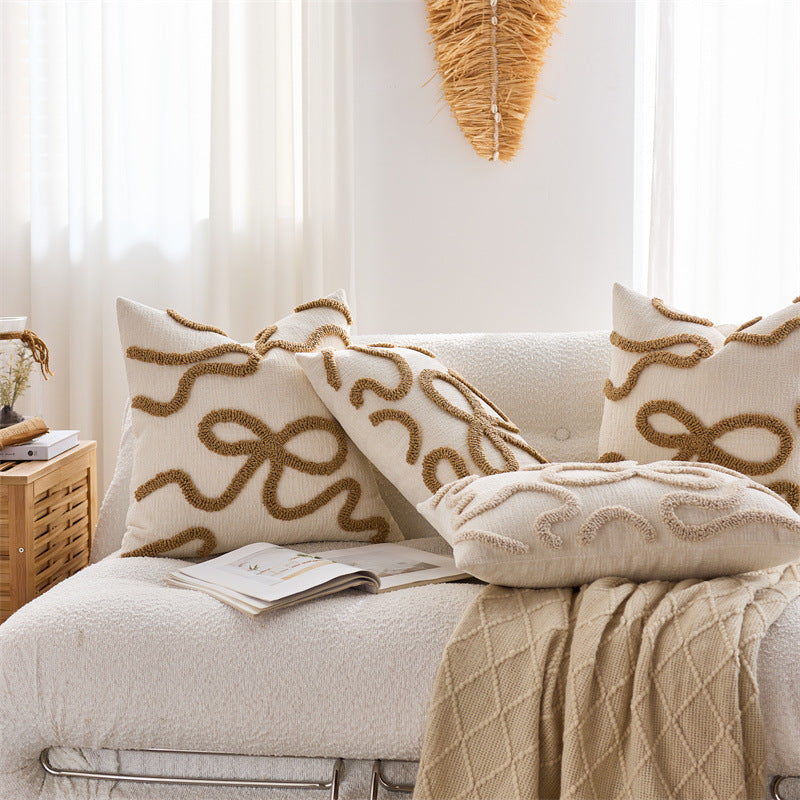 Bestickter Kissenbezug mit Schleifen-Design