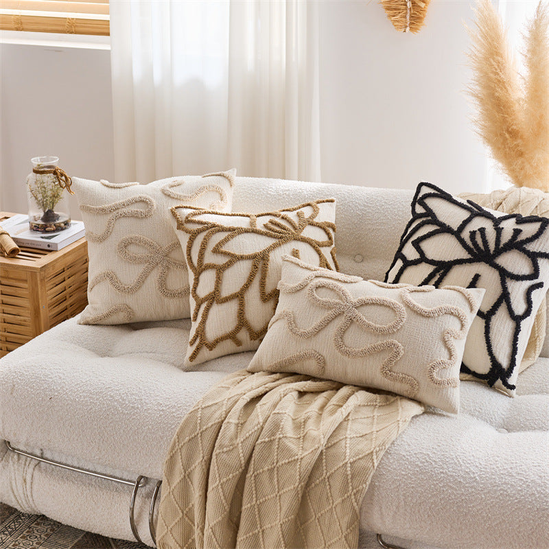 Bestickter Kissenbezug mit Schleifen-Design
