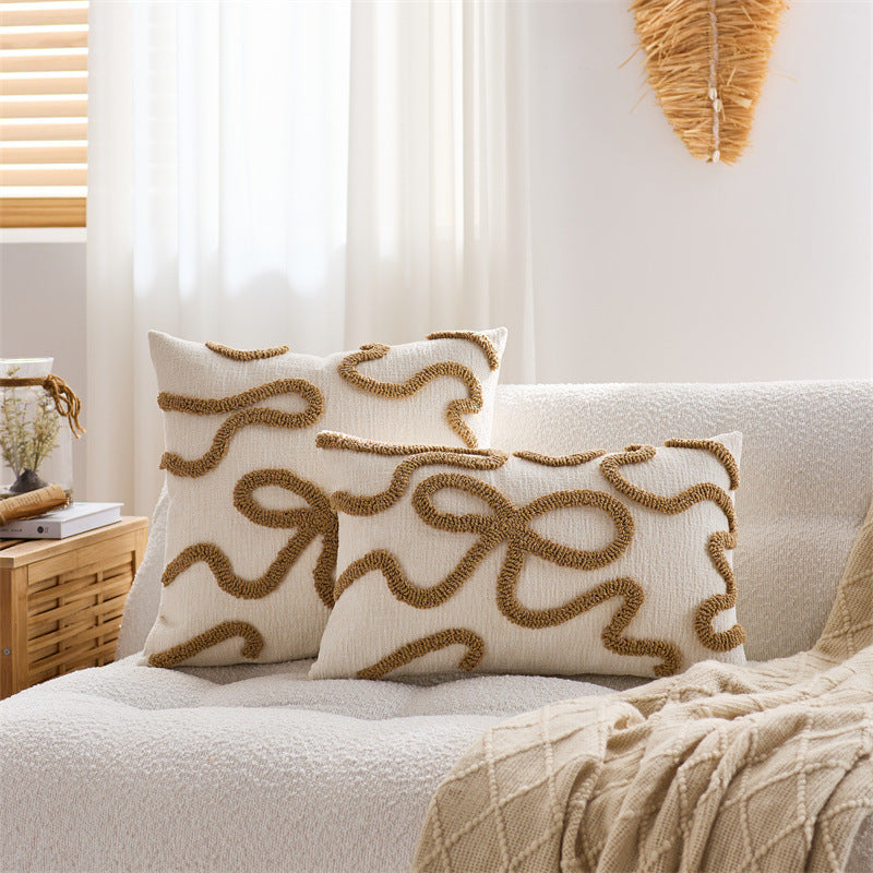 Bestickter Kissenbezug mit Schleifen-Design