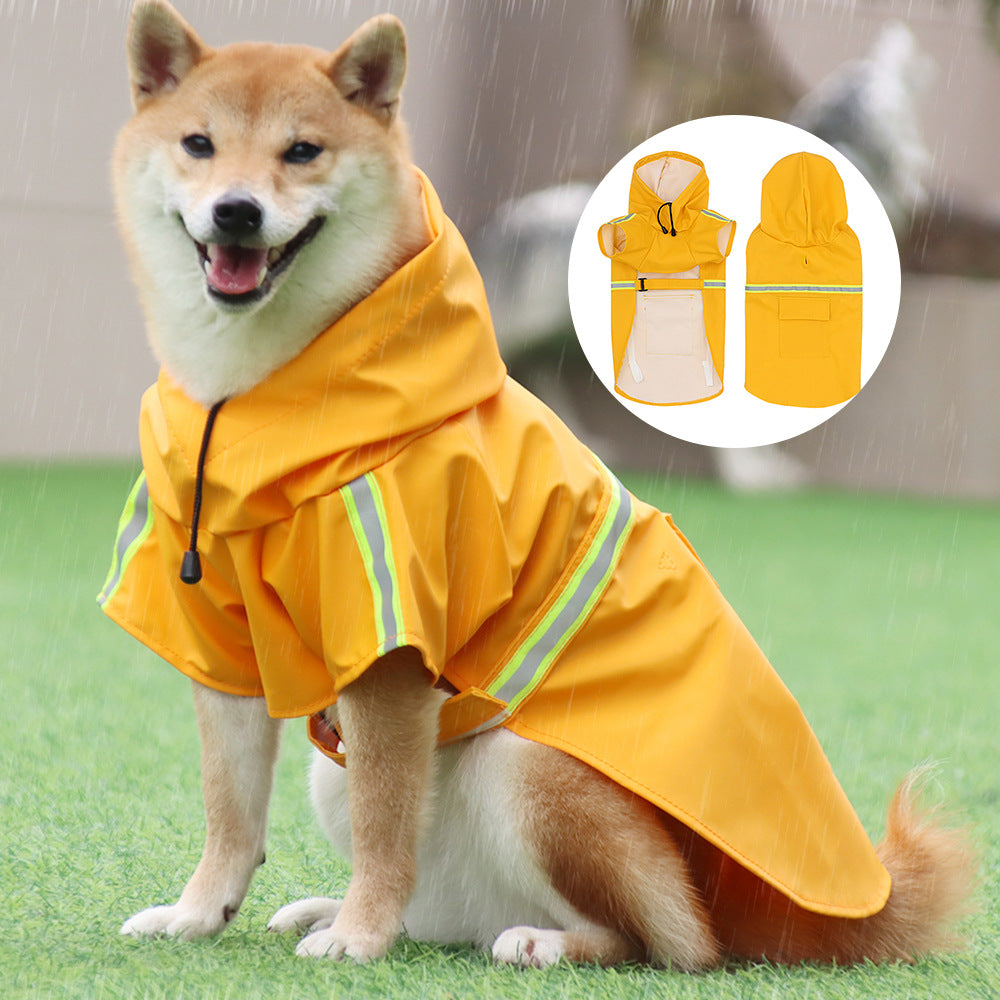 Hunde-Regenmantel mit Kapuze, Poncho-Stil, reflektierend